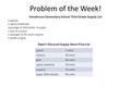 Problem of the Week! Dave’s Discount Supply Store Price List Henderson Elementary School Third Grade Supply List 5 pencils 2 spiral notebooks 1package.