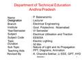 9EE605A.11 Name Designation Branch Institute Year/Semester Subject Subject Code Topic Duration Sub Topic Teaching Aids : P. Balanarsimlu : Lecturer : Electrical.