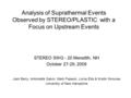 Analysis of Suprathermal Events Observed by STEREO/PLASTIC with a Focus on Upstream Events STEREO SWG - 20 Meredith, NH October 27-29, 2009 Josh Barry,