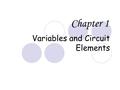 Chapter 1 Variables and Circuit Elements. SUB TOPICS : Introduction International System of Units, SI Current and Voltage Power and Energy Ideal Basic.