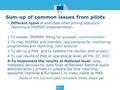 Sum-up of common issues from pilots Different types of exercises when joining statutory reporting & INSPIRE implementation: 1-To explain ‘INSPIRE fitting.