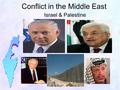 Conflict in the Middle East Israel & Palestine. History of the conflict Jews, Christians, and Muslims trace their histories to Palestine Most Jews left.