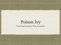 Poison Ivy Teaching Example/Non-Example. Performance Objective Students will be able to identify the difference between Poison Ivy from other types of.