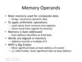 Chapter 2 — Instructions: Language of the Computer — 1 Memory Operands Main memory used for composite data – Arrays, structures, dynamic data To apply.