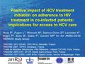 Positive impact of HCV treatment initiation on adherence to HIV treatment in co-infected patients: implications for access to HCV care Roux P 1, Fugon.