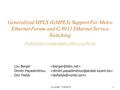 CCAMP - 71th IETF1 Generalized MPLS (GMPLS) Support For Metro Ethernet Forum and G.8011 Ethernet Service Switching draft-berger-ccamp-gmpls-ether-svcs-01.txt.