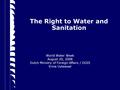 The Right to Water and Sanitation World Water Week August 20, 2008 Dutch Ministry of Foreign Affairs / DGIS Erma Uytewaal.