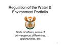 1 Regulation of the Water & Environment Portfolio State of affairs, areas of convergence, differences, opportunities, etc.