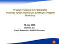 Western Regional Air Partnership Voluntary Green House Gas Emissions Registry Workshop 18 July 2006 Denver, Co Randy Armstrong – Shell Oil Company.