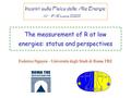 The measurement of R at low energies: status and perspectives Federico Nguyen - Università degli Studi di Roma TRE.