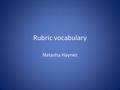 Rubric vocabulary Natasha Haynes. Examples: -at school if a teacher asks for ideas. -at a business you make ideas then you explain them Examples: -at.