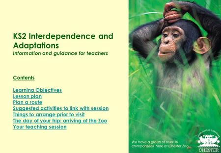 KS2 Interdependence and Adaptations Information and guidance for teachers Contents Learning Objectives Lesson plan Plan a route Suggested activities to.