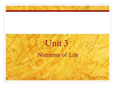 Nutrients of Life Unit 3. Key Questions 1. Why do organisms need/use nutrients? 2. What are organic vs. inorganic compounds? 3. What are some characteristics.