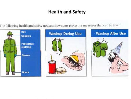 Health and Safety. Risks & Hazards CO2 emissions from fossil fuel combustion Water contamination with lead Don’t pour used chemicals into the drains Dust.