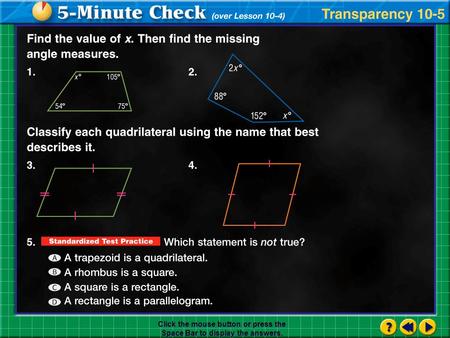 Transparency 5 Click the mouse button or press the Space Bar to display the answers.