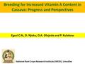 Breeding for Increased Vitamin A Content in Cassava: Progress and Perspectives Egesi C.N., D. Njoku, O.A. Olojede and P. Kulakow National Root Crops Research.