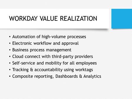 WORKDAY VALUE REALIZATION