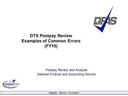 DTS Postpay Review Examples of Common Errors (FY10)