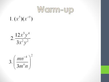 1. f(3) = __________ 2. f(__) = 1 1. g(0) = __________ 2. g(_________) = 0 3. f(0) = __________ 4. f(_________) = 4.