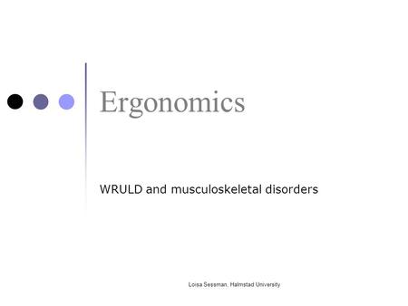 Ergonomics WRULD and musculoskeletal disorders Loisa Sessman, Halmstad University.