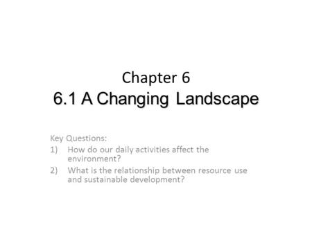 Chapter A Changing Landscape