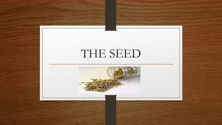 THE SEED. Which came first…the Plant or the Seed? Genesis 1:11 Then God said, “Let the earth produce vegetation: seed-bearing plants and fruit trees on.