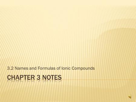 3.2 Names and Formulas of Ionic Compounds 1. Name the metal ion 2. Name the non-metal ion by ending the element name with the suffix “ide” Eg. MgO.....Magnesium.