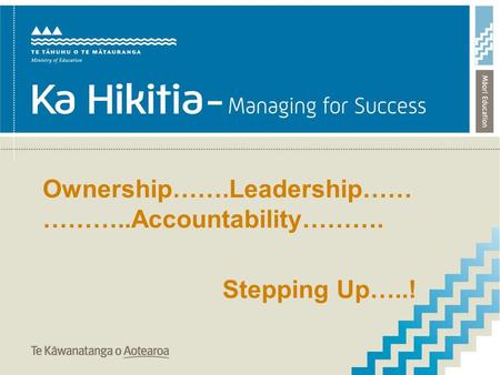 Ownership…….Leadership…… ………..Accountability………. Stepping Up…..!