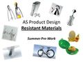 AS Product Design Resistant Materials Summer Pre-Work.