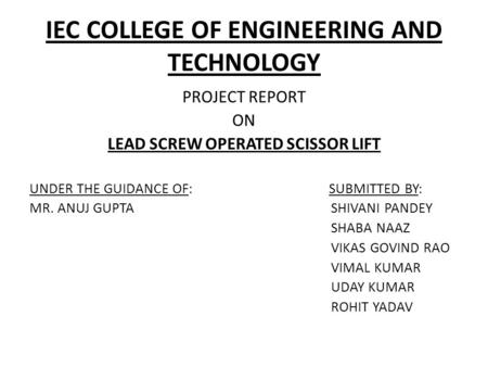 IEC COLLEGE OF ENGINEERING AND TECHNOLOGY