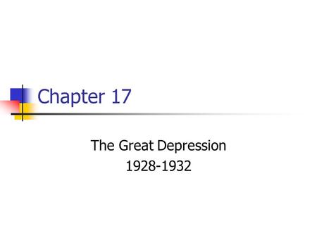 Chapter 17 The Great Depression 1928-1932. As the fun of the Roaring 20’s was going on, the economy started to go through some changes. RR – cause of.