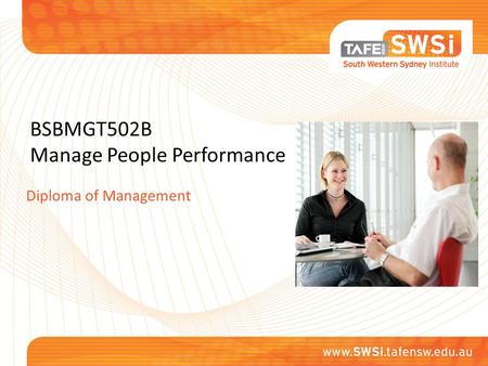 BSBMGT502B Manage People Performance