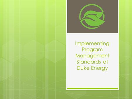 Implementing Program Management Standards at Duke Energy.