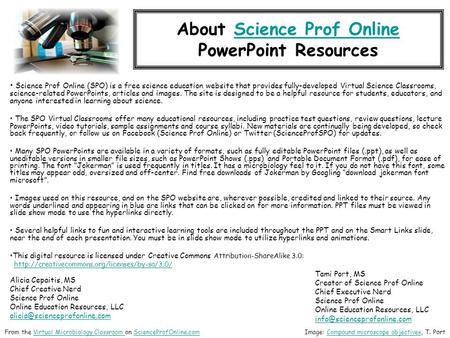 About Science Prof OnlineScience Prof Online PowerPoint Resources Science Prof Online (SPO) is a free science education website that provides fully-developed.