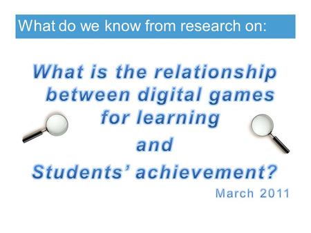 What do we know from research on:. Key points Students’ academic achievement may be improved directly or indirectly by using educational, commercial or.