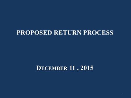 PROPOSED RETURN PROCESS