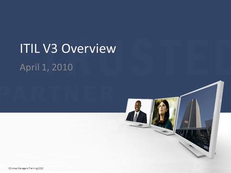 ICS Area Managers Training 2010 ITIL V3 Overview April 1, 2010.