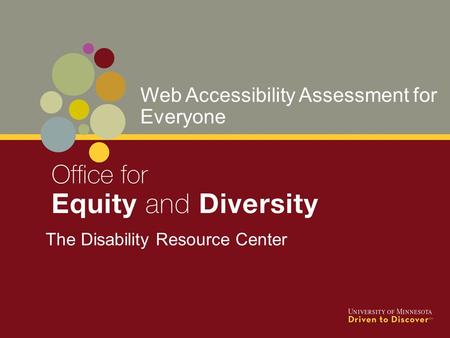 The Disability Resource Center Web Accessibility Assessment for Everyone.