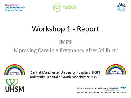 Workshop 1 - Report IMPS IMproving Care in a Pregnancy after Stillbirth Central Manchester University Hospitals NHSFT University Hospital of South Manchester.