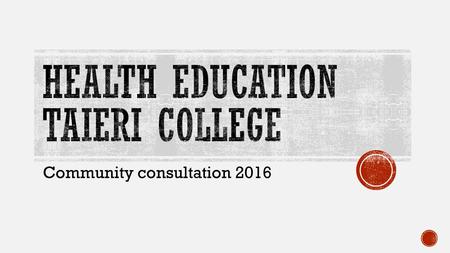 Community consultation 2016.  By law we have to:  inform the school community about the content of the health education components of the curriculum.