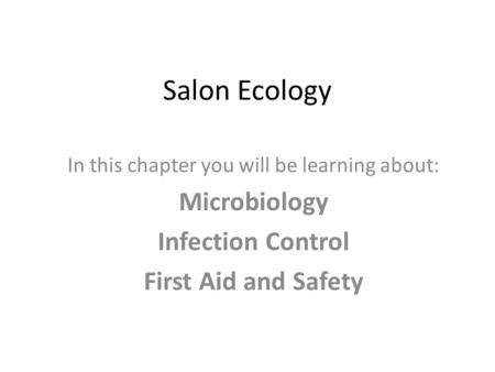 In this chapter you will be learning about: