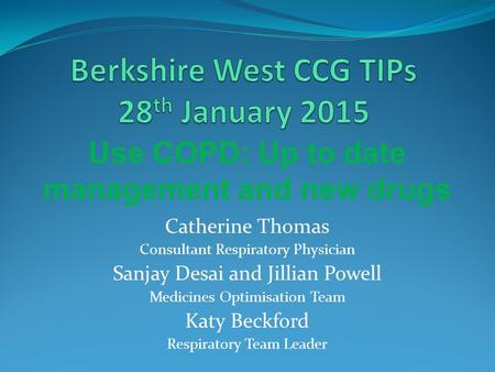 Berkshire West CCG TIPs 28th January 2015