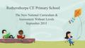 Rothersthorpe CE Primary School The New National Curriculum & Assessment Without Levels September 2015.