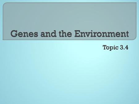 Topic 3.4.  14 Explain how a phenotype is the result of an interaction between genotype and the environment (e.g. animal hair colour, human height, monoamine.