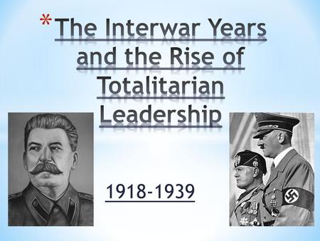 1918-1939. * Name the US president who served during World War I and was known for his 14 Point Plan, which tried to bring stability to post war Europe.