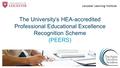 Leicester Learning Institute The University’s HEA-accredited Professional Educational Excellence Recognition Scheme (PEERS)