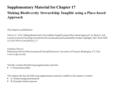 Supplementary Material for Chapter 17 Making Biodiversity Stewardship Tangible using a Place-based Approach This chapter is published as: Vatovec C. 2016.