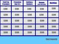 Field Trip Procedure s Prevention How To’s Staffing & Numbers Ensure. What’s the Point? Nutrition $100 $200 $300 $400 $500 $100 $200 $300 $400 $500 Final.