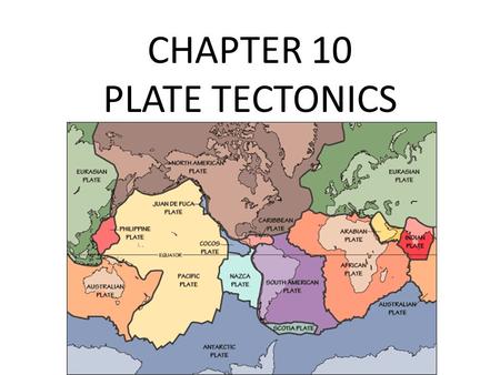 CHAPTER 10 PLATE TECTONICS. CONTINENTAL DRIFT Early explorers noticed similarities in coastlines. Alfred Wegener, 1912 (German scientist) Hypothesis –