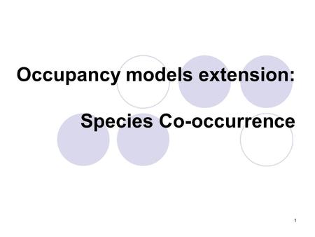 1 Occupancy models extension: Species Co-occurrence.